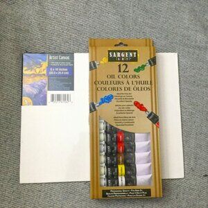 Sargent Art 12 Oil Colors Paints & 8x10 Canvas NEW